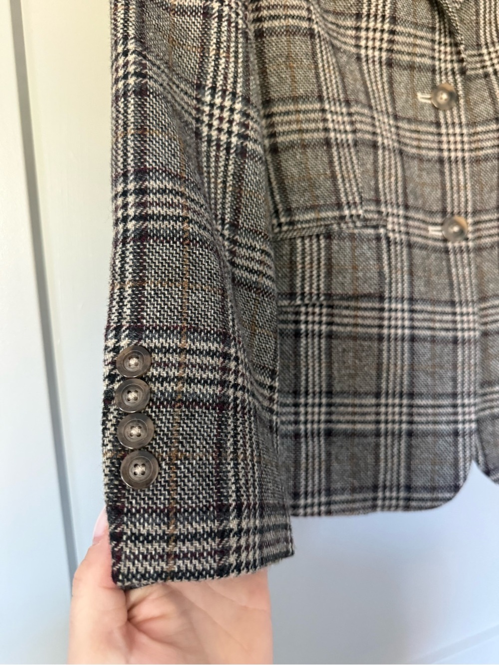 Brooks Brothers Peak Lapel Blazer Jacket in Glen Plaid Wool Moon Fabric Size 4 - Picture 3 of 16